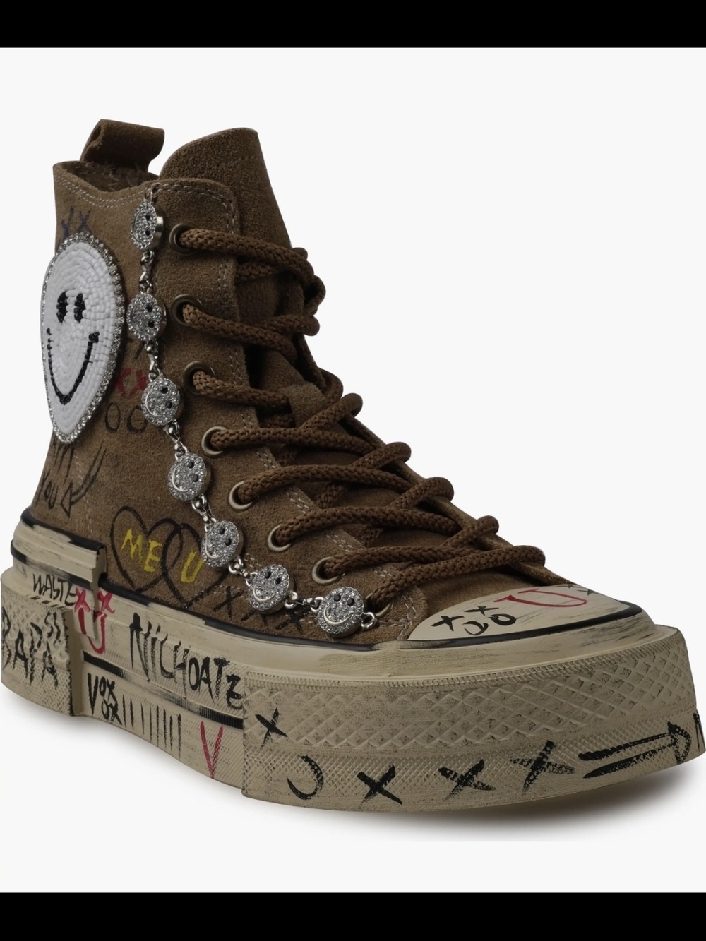 ZIGI Holland Happy Face Lug Sole High Tops Sneakers Size 38